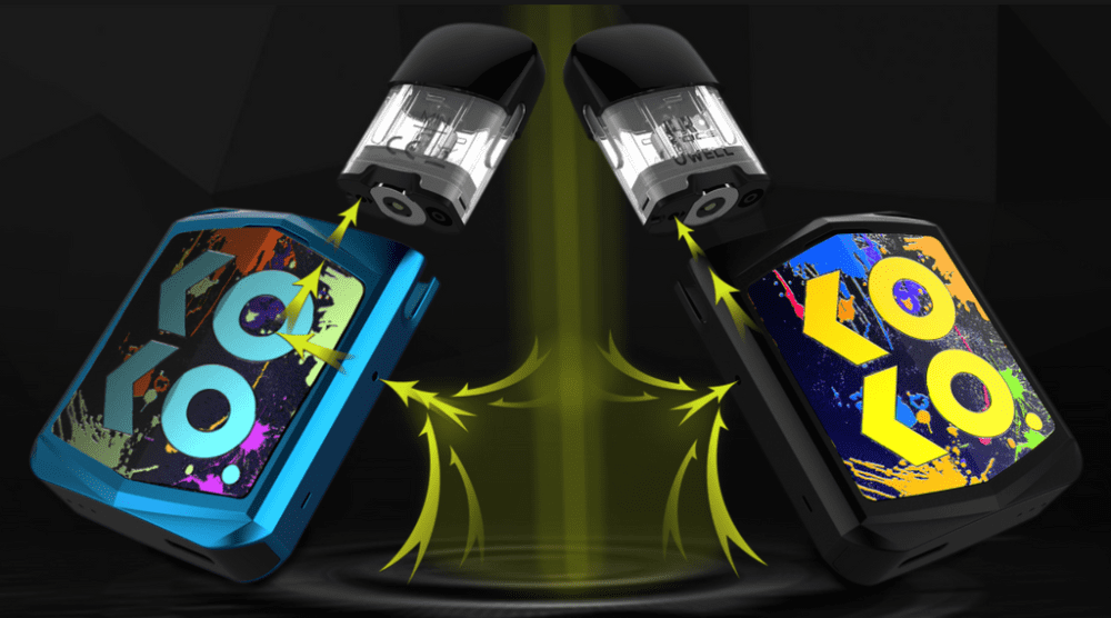 A diagram explaining the airflow pattern of the KOKO Prime vape device,