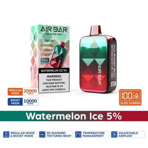 Air Bar Disposable Vape Watermelon Ice Air Bar Diamond Box 20000 Disposable (5%, 20000 Puffs)