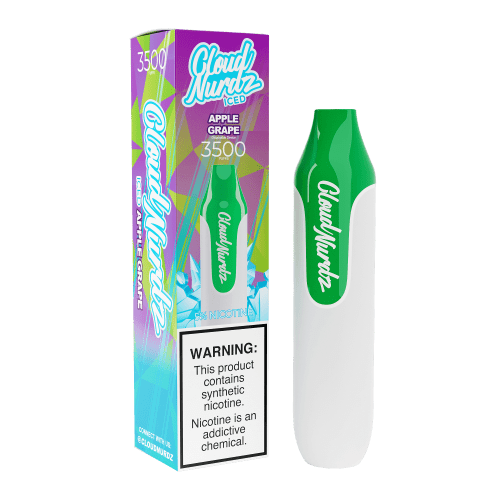 Cloud Nurdz Disposable Vape Apple Grape Iced (50mg) Cloud Nurdz 3500 Disposable Vape (2.5% / 5%, 3500 Puffs)