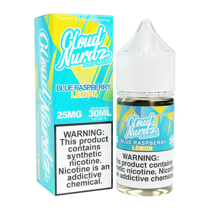 cloud nurdz juice cloud nurdz blue raspberry lemon iced 30ml nic salt vape juice 32159265030255