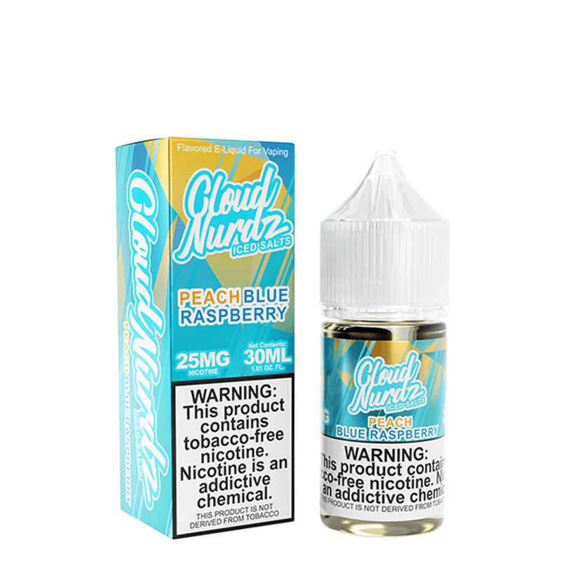 cloud nurdz juice cloud nurdz peach blue razz iced 30ml nic salt vape juice 32028151840879