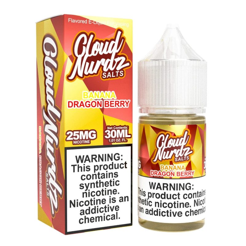 cloud nurdz juice cloud nurdz synthetic salts banana dragon berry nic salt vape juice 30ml 33278879367279