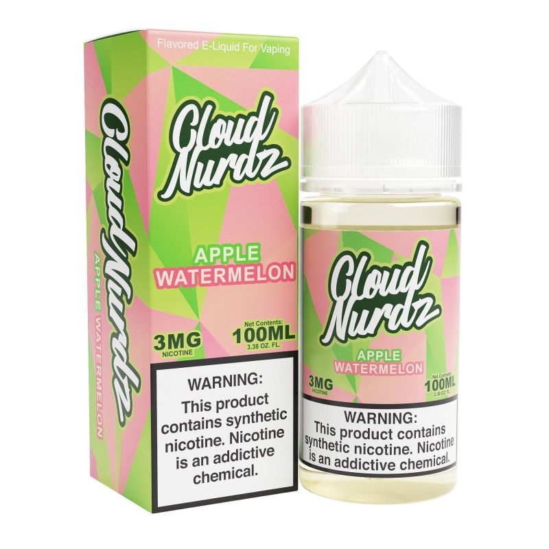 cloud nurdz juice cloud nurdz watermelon apple 100ml synthetic nic vape juice 32159121145967