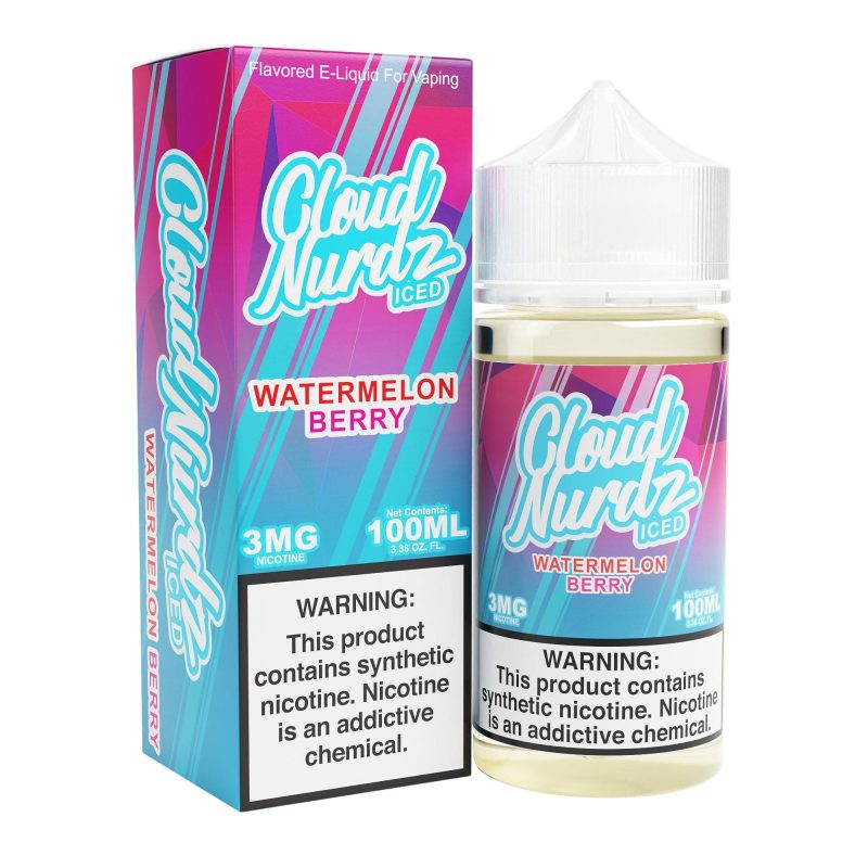 cloud nurdz juice cloud nurdz watermelon berry iced 100ml synthetic vape juice 32159119868015