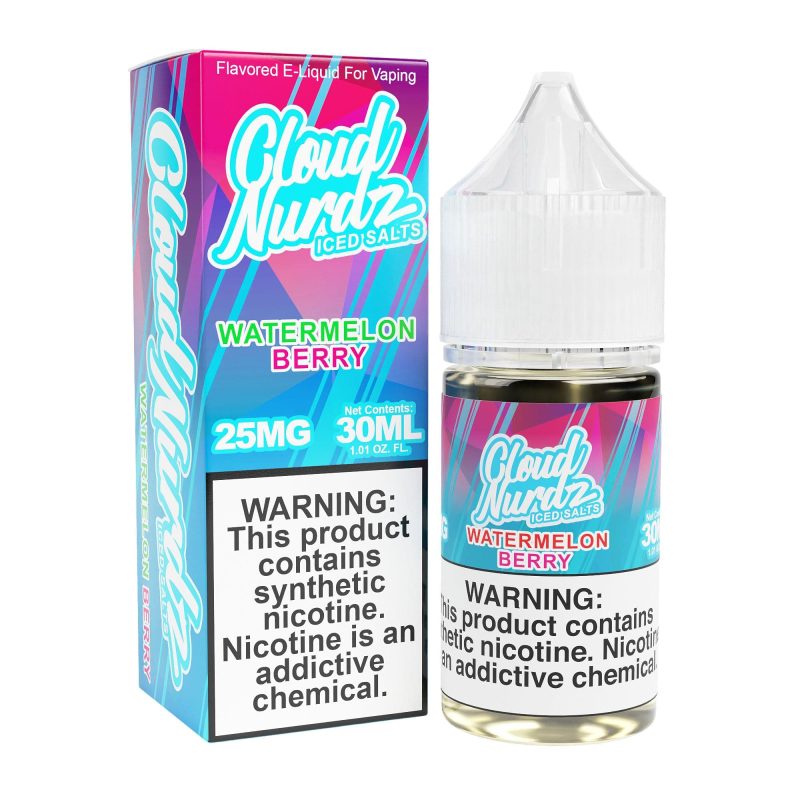 cloud nurdz juice cloud nurdz watermelon berry iced 30ml tf nic salt vape juice 32159239241839