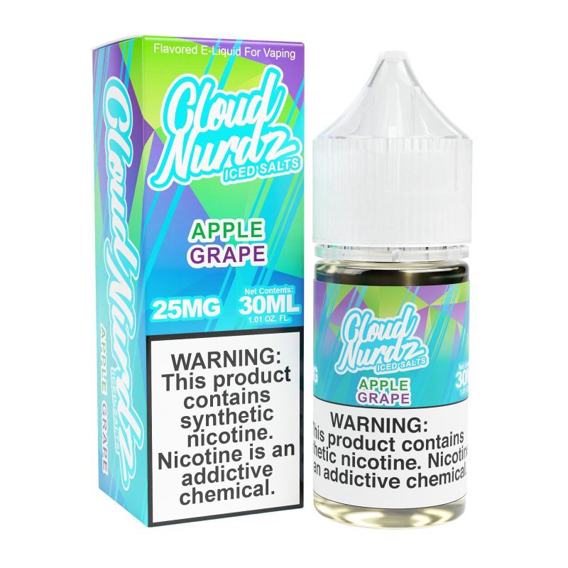 cloud nurdz juice grape apple iced 30ml tf nic salt vape juice cloud nurdz 32159267422319