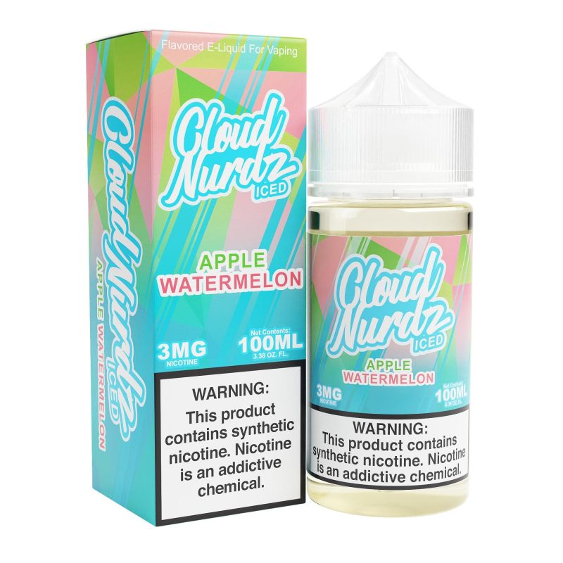 cloud nurdz juice iced watermelon apple 100ml synthetic nic vape juice cloud nurdz 32159120949359