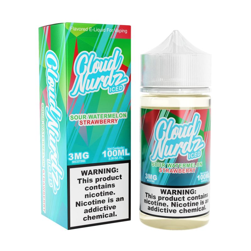 cloud nurdz juice sour watermelon strawberry iced 100ml vape juice cloud nurdz 30727183859823