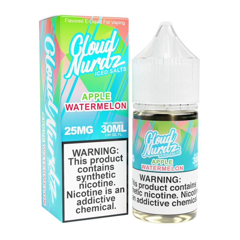 cloud nurdz juice watermelon apple iced 30ml tf nic salt vape juice cloud nurdz 32159127568495