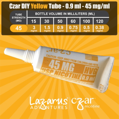 Eightvape Nicotine Additive Yellow (45mg) Czar Nicotine Shot Tubes