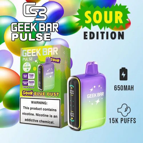 Geek Bar Disposable Vape Sour Blue Dust Geek Bar Pulse 15000 Disposable Vape (5%, 15000 Puffs)