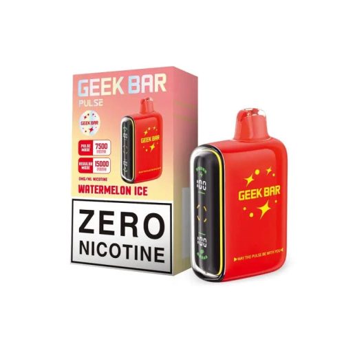 Geek Bar Disposable Vape Watermelon Ice Geek Bar Pulse Zero Nicotine Disposable Vape (0%, 15000 Puffs)