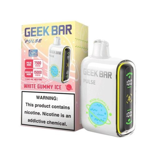 geek bar pulse 15000 disposable vape white gmmy ice flavor