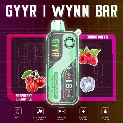 GYYR Disposable Vape Raspberry Cherry Ice GYYR WYNN Bar Challenger 30K Disposable Vape (5%, 30000 Puffs)