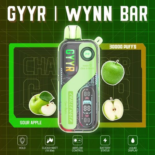 GYYR Disposable Vape Sour Apple GYYR WYNN Bar Challenger 30K Disposable Vape (5%, 30000 Puffs)