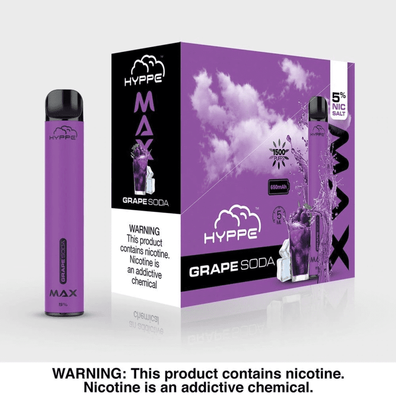 Hype Bar Disposable Vape Grape Soda Hyppe Max Disposable Vape (5%, 1500 Puffs)