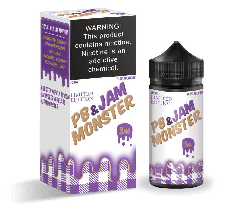 monster vape labs juice jam monster pb j 100ml vape juice 14682390167663