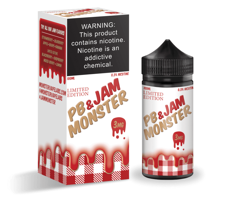 monster vape labs juice jam monster strawberry pb j 100ml vape juice 14682390757487