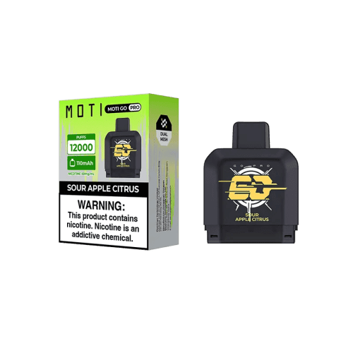 MOTI Vape Pods Sour Apple Citrus MOTI Go Pro 12000 Disposable Pod