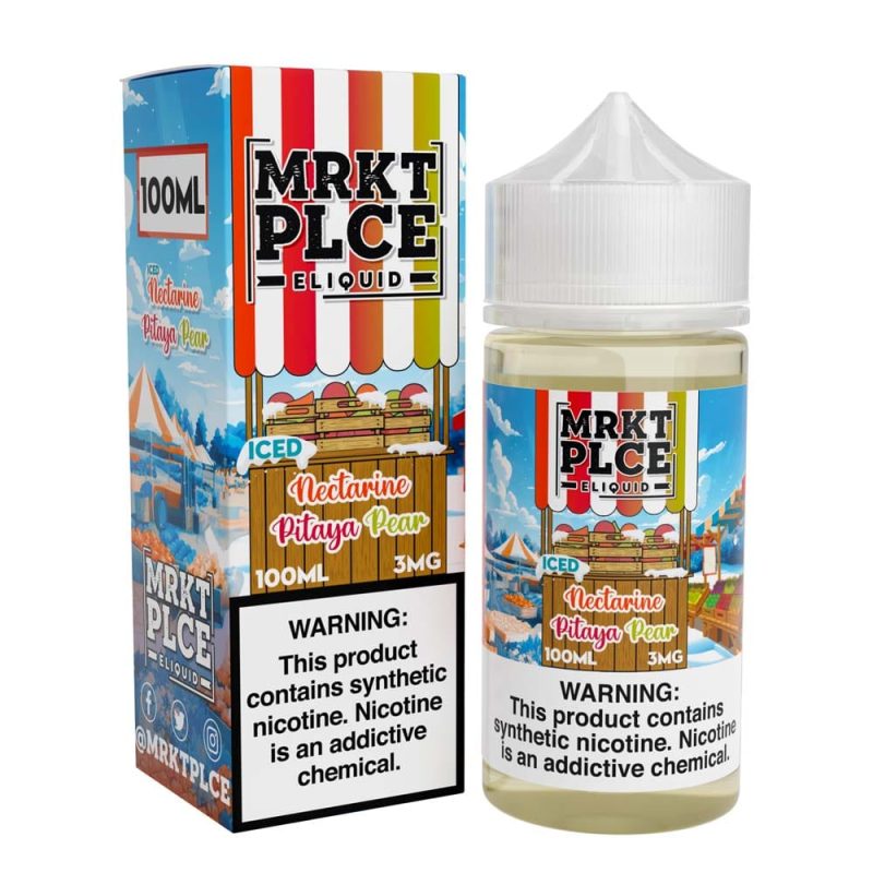 mrkt plce juice mrkt plce iced nectarine pitaya pear 100ml vape juice 33478650134639