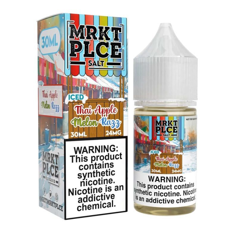 mrkt plce juice mrkt plce salts iced thai apple melon razz 30ml nic salt vape juice 33479293665391