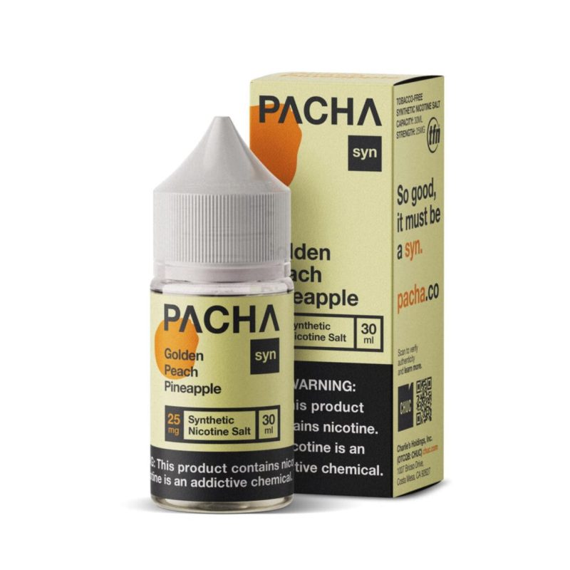 pachamama juice pacha syn golden peach pineapple 30ml nic salt vape juice pachamama 30957650968687