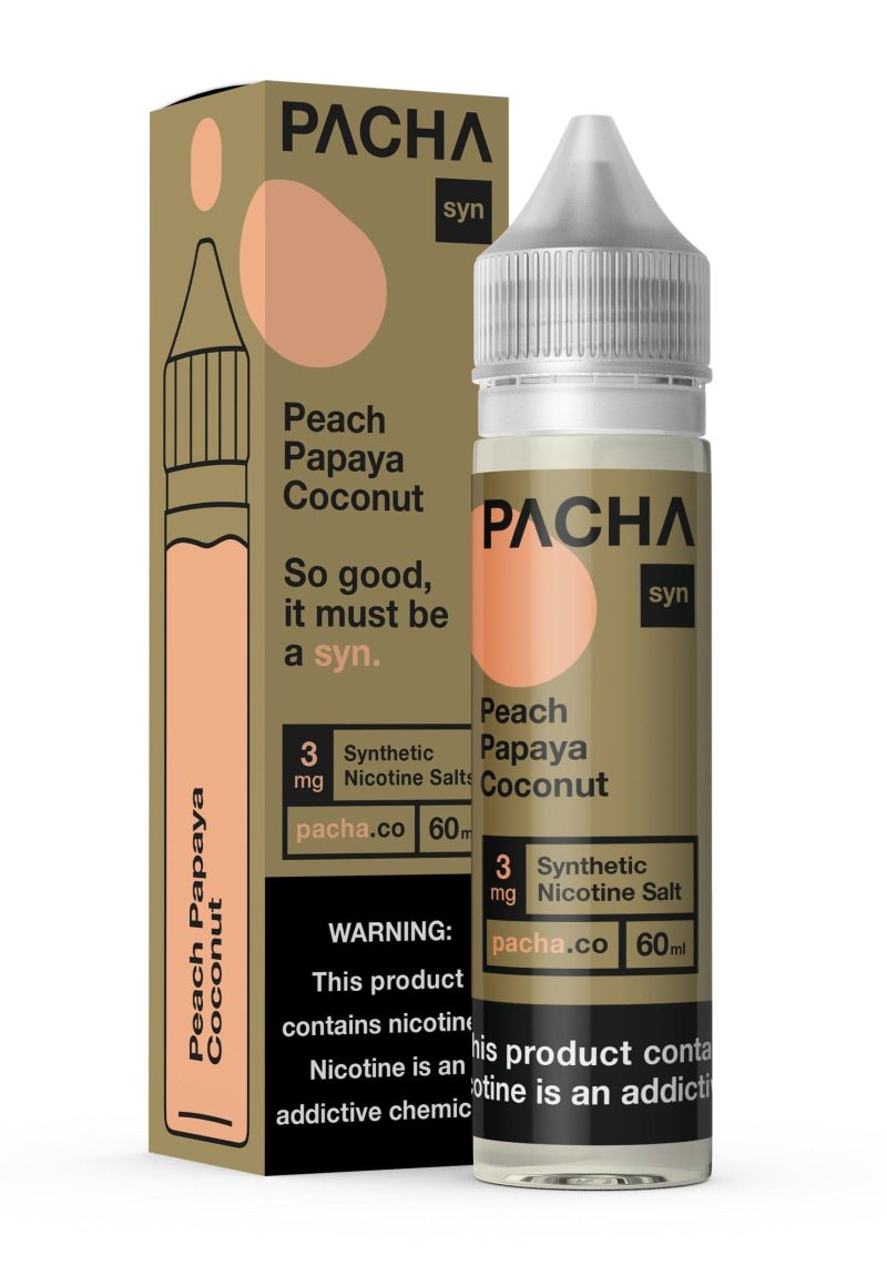 pachamama juice pacha syn peach papaya and coconut cream 60ml vape juice 31239112294511