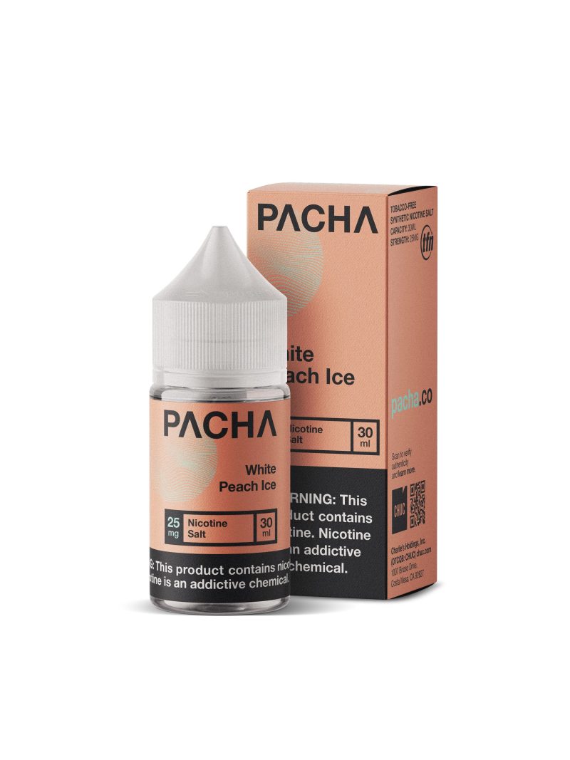 pachamama juice pacha syn white peach ice 30ml tfn nic salt vape juice 32315693006959