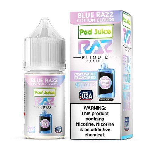 Pod Juice Juice 55MG Pod Juice x RAZ Blue Razz Cotton Clouds TFN Salt Vape Juice 30ml