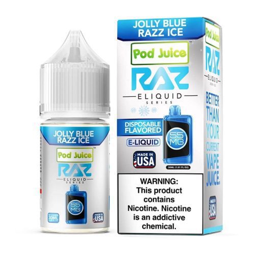 Pod Juice Juice 55MG Pod Juice x RAZ Jolly Blue Razz Ice TFN Salt Vape Juice 30ml