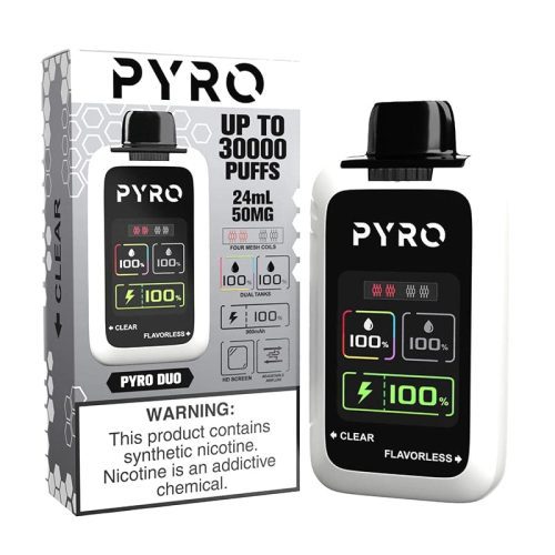 PYRO Disposable Vape Clear & Flavorless Pyro Duo 30000 Disposable Vape (5%, 30000 Puffs)