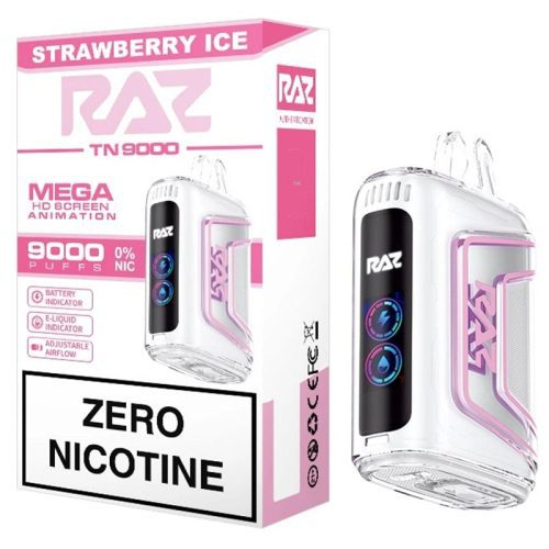 RAZ Disposable Vape Strawberry Ice RAZ TN9000 Zero Nicotine Disposable Vape (0%, 9000 Puffs)