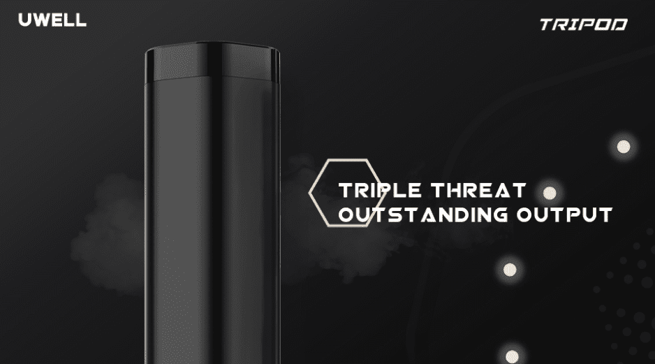 A promotional image for the Uwell Tripod vape.