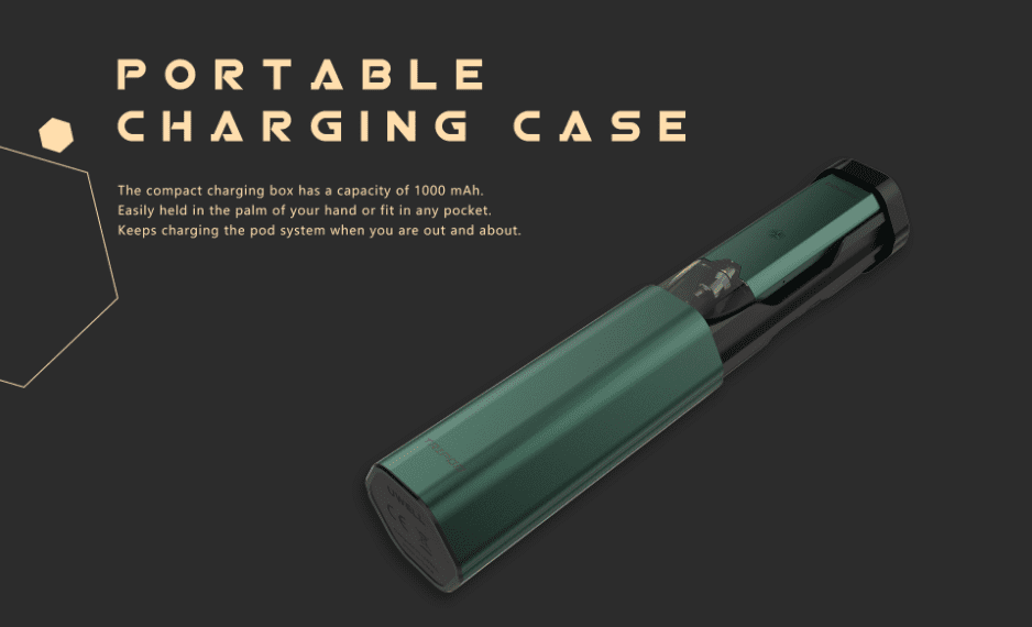 An image of the Uwell Tripod with a portable charging case.