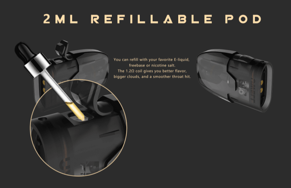 An instructional guide to refilling the Uwell Tripod's vape pods.